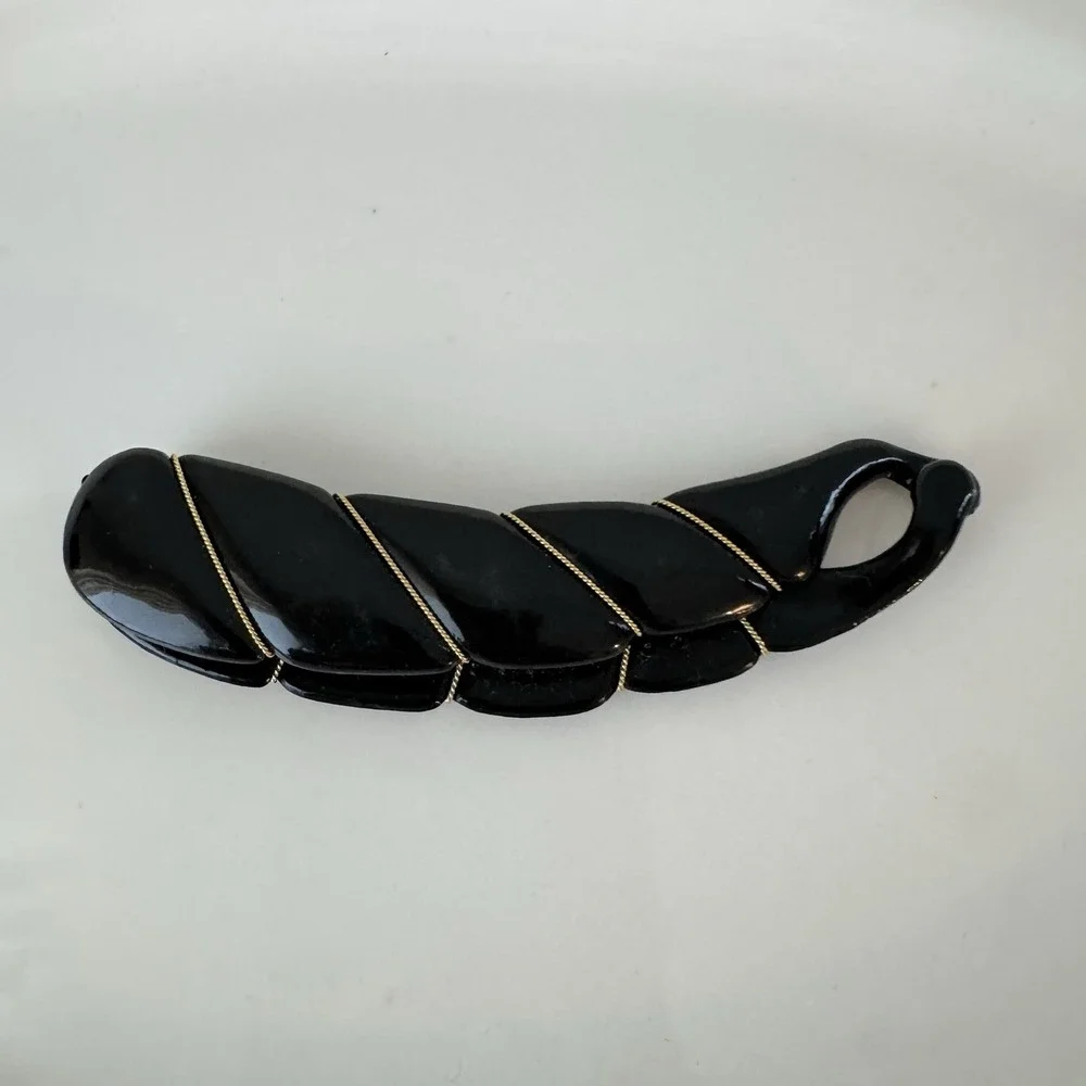 Vtg Hair Barrette Twist‎ Clip Gold Detail Blue Shell Large Plastic Swirl 80s 90s